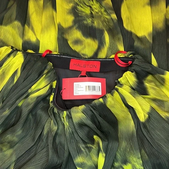 $795 HALSTON Claudette Floral Print Chiffon Strapless Gown Dress size 2 NWT - Picture 11 of 16
